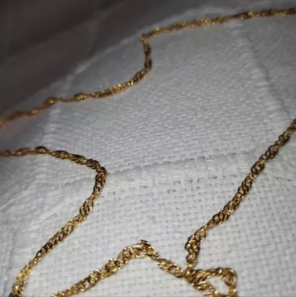 NEW 18k Yellow Gold || 925 Sterling Silver || Hollow Glitter Rope Chain Necklace - Picture 6 of 13